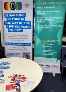 Banners showing stop the loan sharks info and Gambling Network info